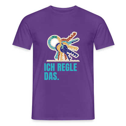 Ich regle das. Mosaik-Motiv Motiv-T-Shirt für Männer, Farbe Lila