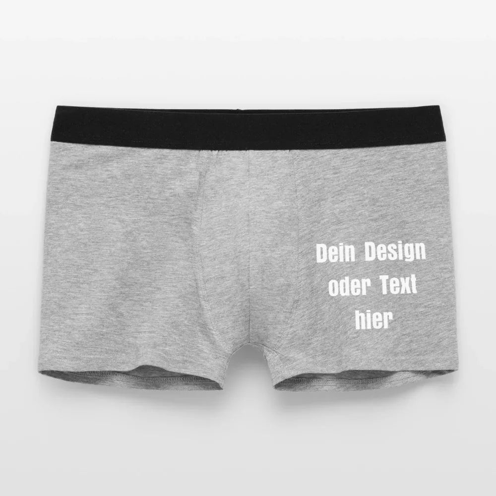 Männer Boxer Shorts aus 95% Baumwolle, 5% Elasthan - personalisierbar - Grau meliert