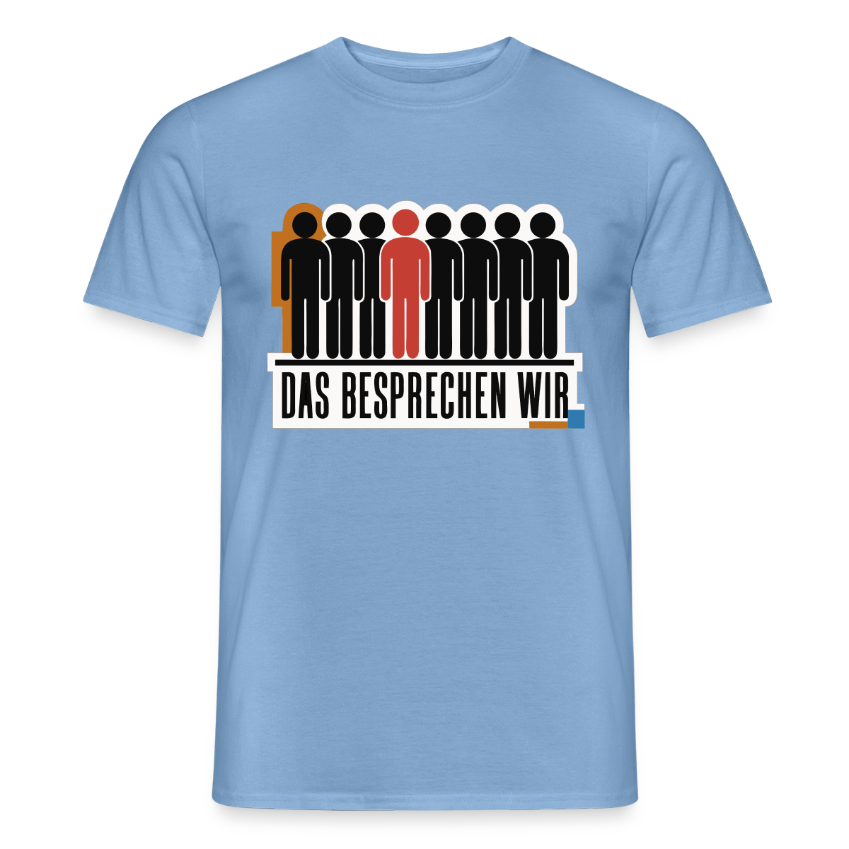 "Das besprechen wir. Isotype-Motiv" Motiv-T-Shirt für Männer, Farbe Carolina Blue