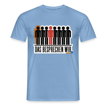 "Das besprechen wir. Isotype-Motiv" Motiv-T-Shirt für Männer, Farbe Carolina Blue