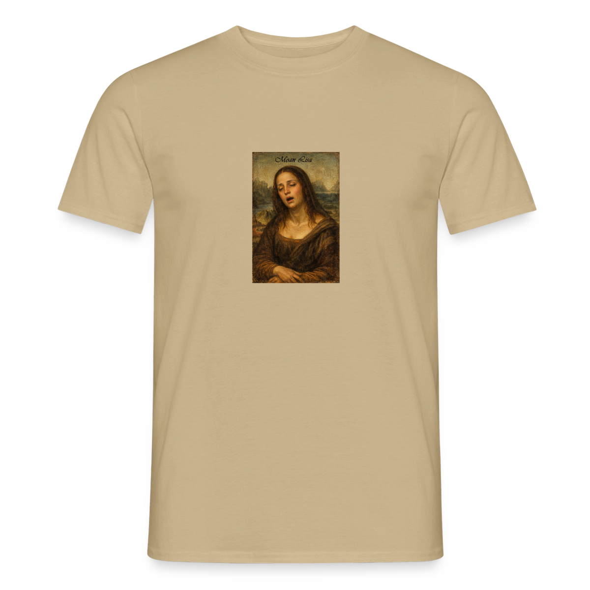 Moan Lisa Motiv-T-Shirt für Männer, Farbe Sandbeige