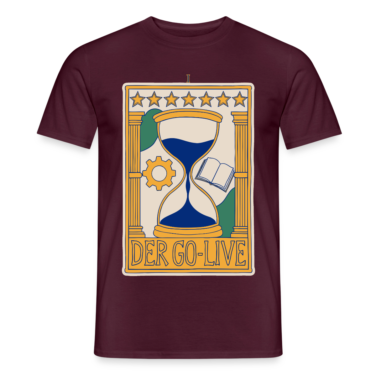 Der Go-Live. Tarot-Motiv Motiv-T-Shirt für Männer, Farbe Ziegelrot