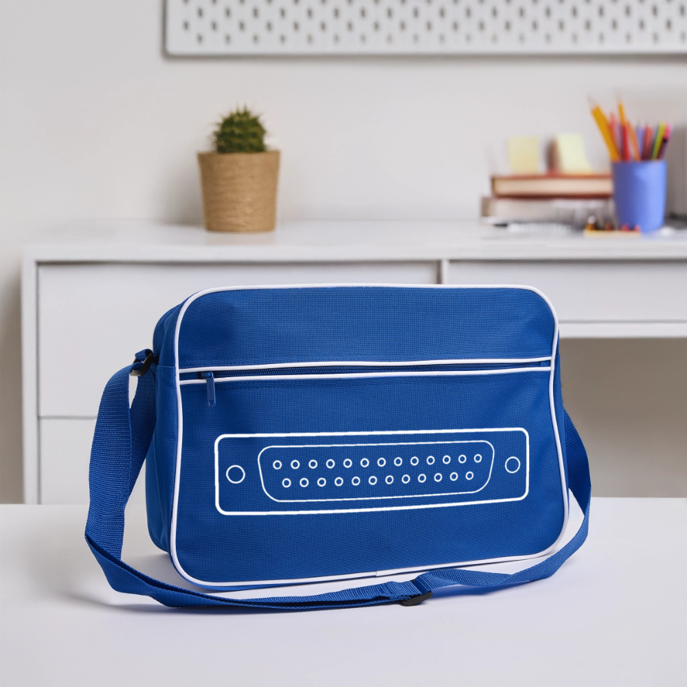 DB-25 LPT1 Retro Tasche - Blau/Weiß
