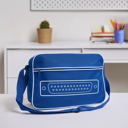 DB-25 LPT1 Retro Tasche - Blau/Weiß