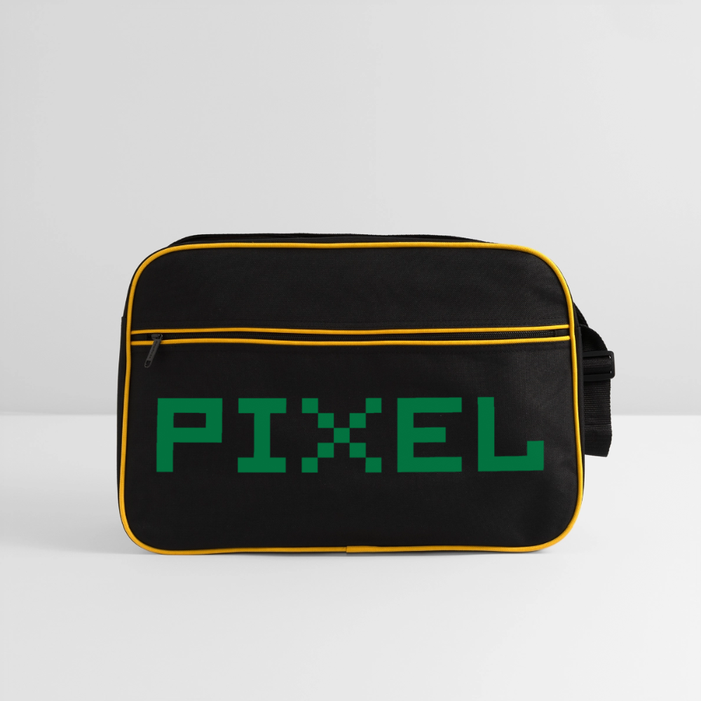 Retro Tasche mit Reißverschluss "PIXEL" - Schwarz/Gold