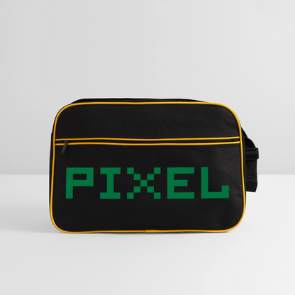 Retro Tasche mit Reißverschluss "PIXEL" - Schwarz/Gold