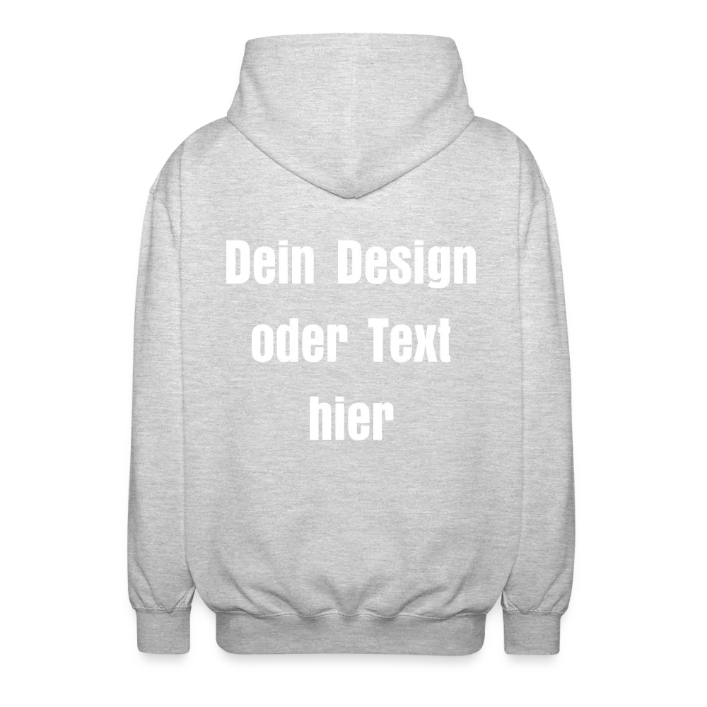 Unisex Kapuzenjacke - personalisierbare Vorder- und Rückseite - Hellgrau meliert