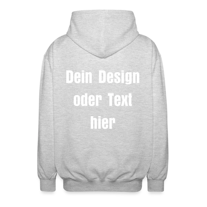 Unisex Kapuzenjacke - personalisierbare Vorder- und Rückseite - Hellgrau meliert