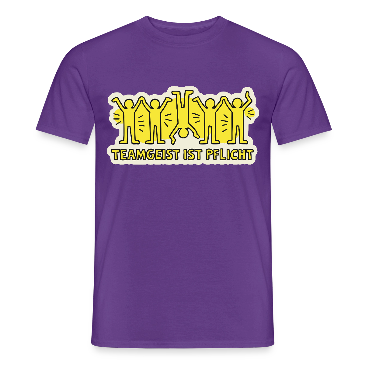Teamgeist ist Pflicht. Pop-Art-Motiv Motiv-T-Shirt für Männer, Farbe Lila