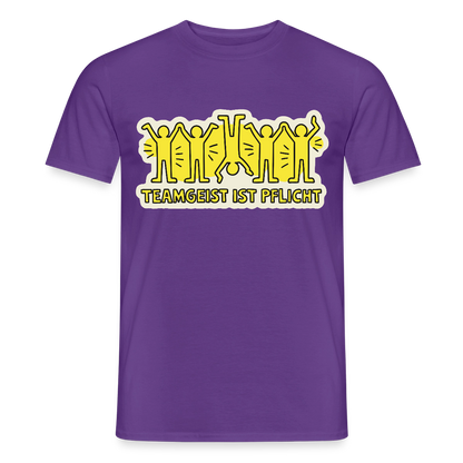 Teamgeist ist Pflicht. Pop-Art-Motiv Motiv-T-Shirt für Männer, Farbe Lila
