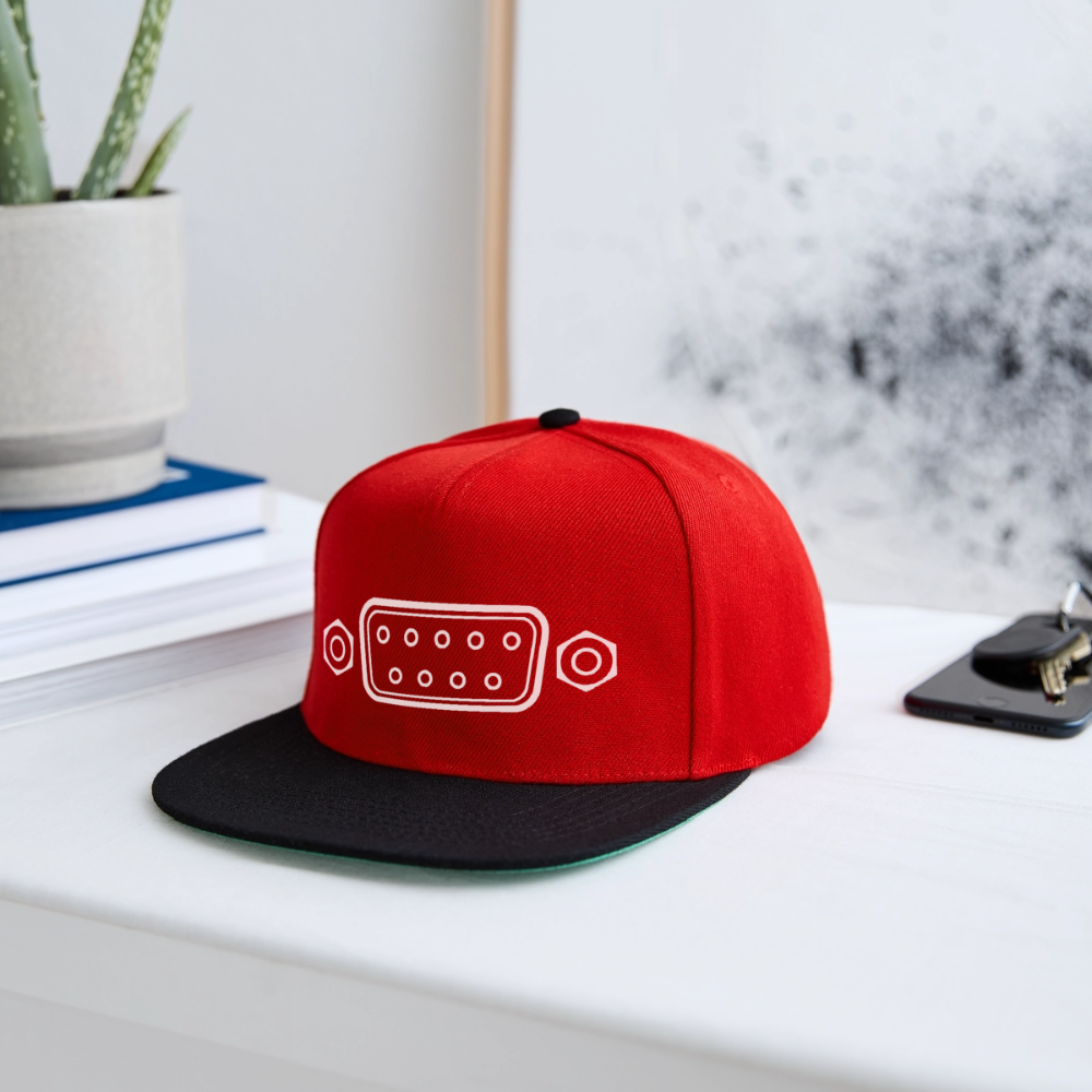 DB-9 RS-232 Retro Snapback Cap - Rot/Schwarz