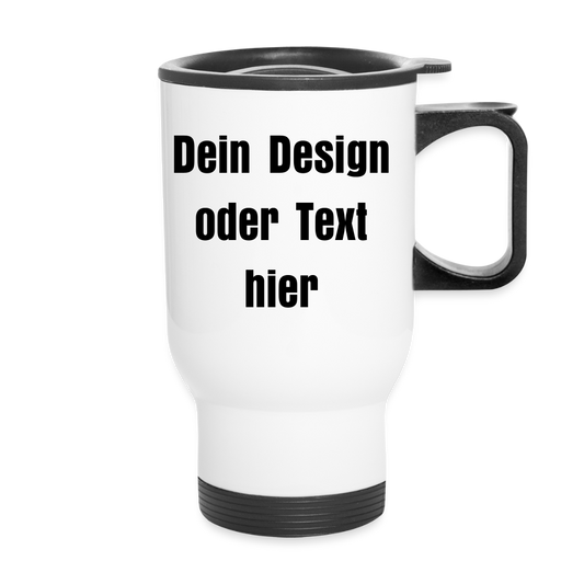 Thermobecher mit Tragegriff 414 ml - personalisierbar - Weiß