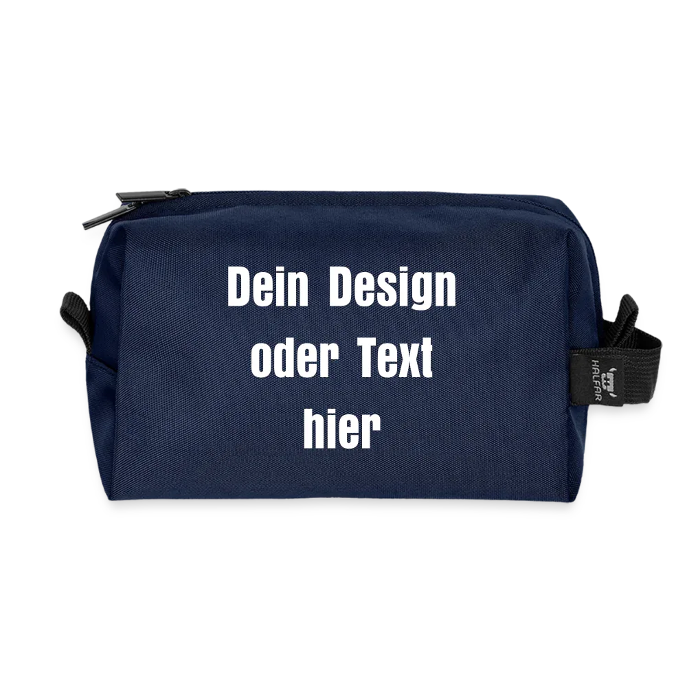 Recycelte Kulturtasche - personalisierbar - Navy