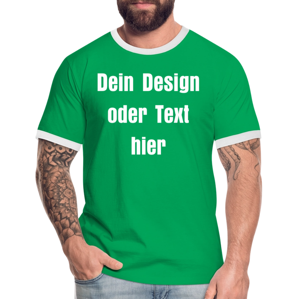 Männer Kontrast-T-Shirt - personalisierbare Vorder- und Rückseite - Kelly Green/Weiß