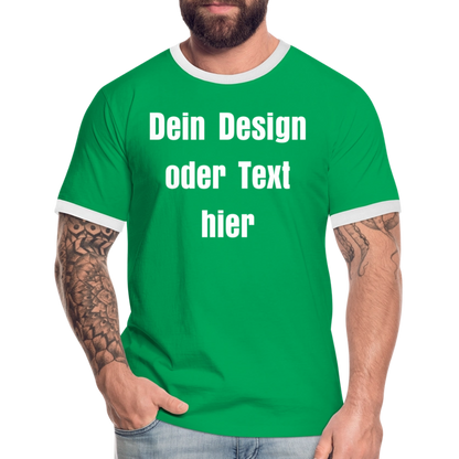 Männer Kontrast-T-Shirt - personalisierbare Vorder- und Rückseite - Kelly Green/Weiß