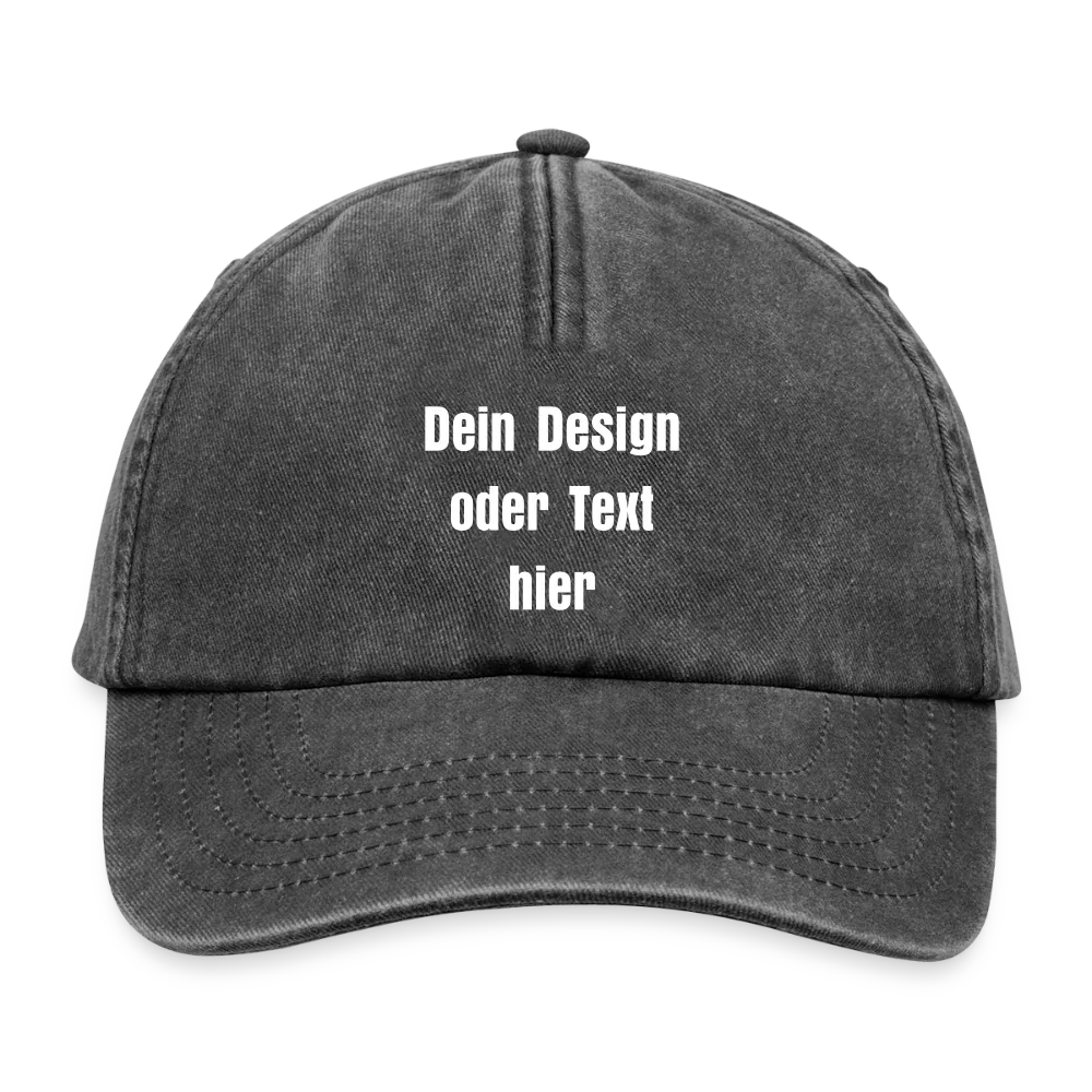 Vintage Dad Hat / Baseball Cap (100% Baumwolle) – personalisierbar - Vintage Schwarz