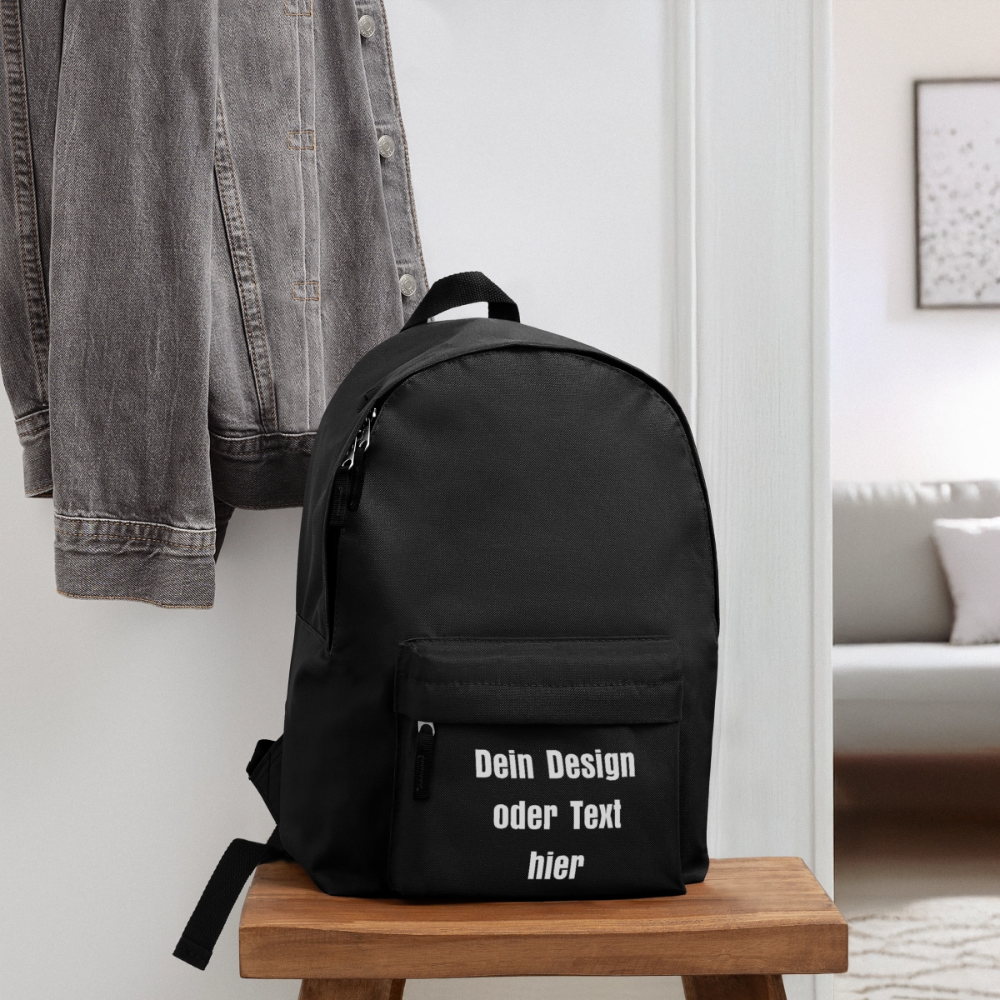 Klassischer Rucksack - personalisierbar - Schwarz