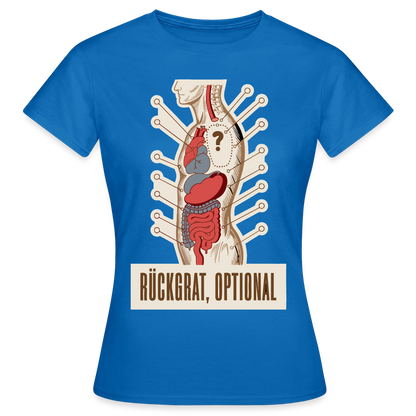 Rückgrat, optional. Anatomie-Motiv Motiv-T-Shirt für Frauen, Farbe Royalblau