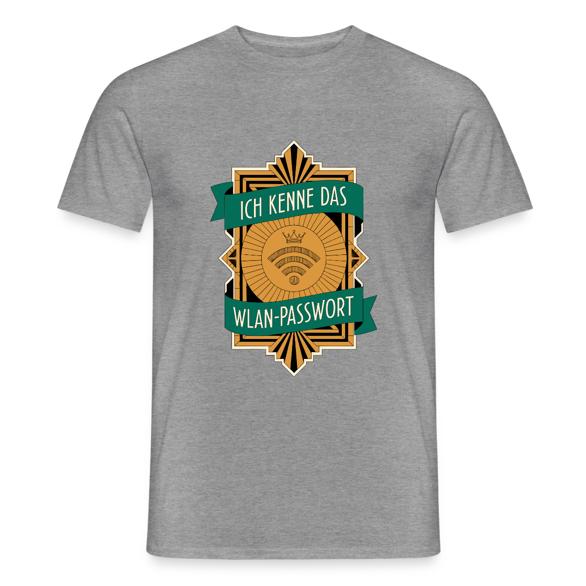 Ich kenne das WLAN-Passwort. Motiv-T-Shirt für Männer, Farbe Graphit meliert