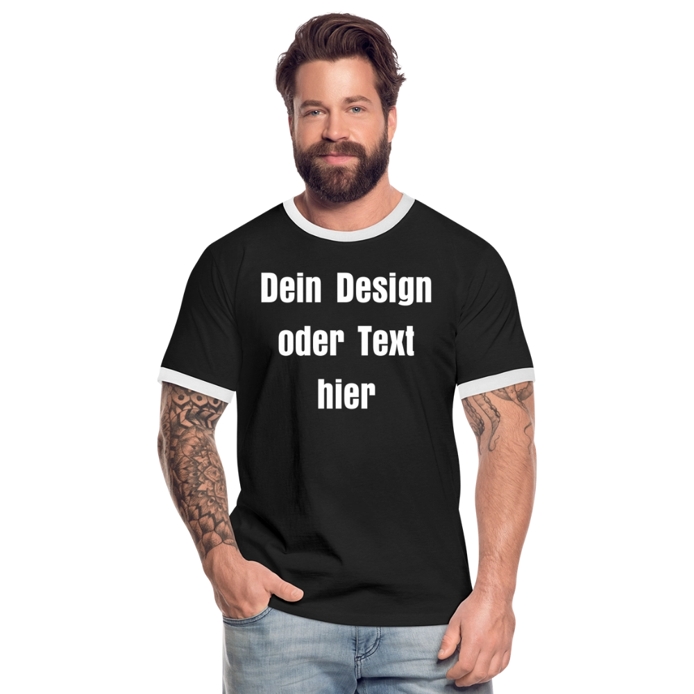 Männer Kontrast-T-Shirt - personalisierbare Vorder- und Rückseite - Schwarz/Weiß
