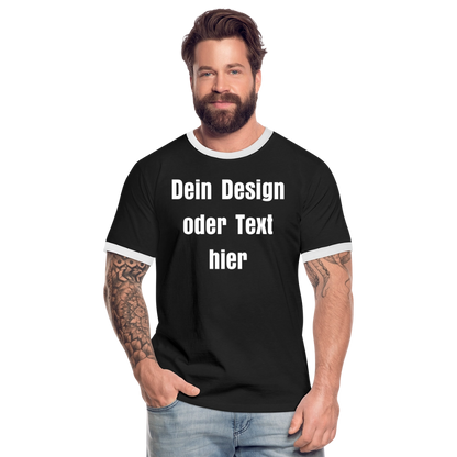Männer Kontrast-T-Shirt - personalisierbare Vorder- und Rückseite - Schwarz/Weiß
