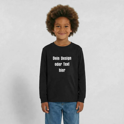 Teenager Premium Langarmshirt - personalisierbare Vorder- und Rückseite - Schwarz
