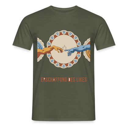 Erschaffung des Likes. Fresko-Motiv Motiv-T-Shirt für Männer, Farbe Militärgrün