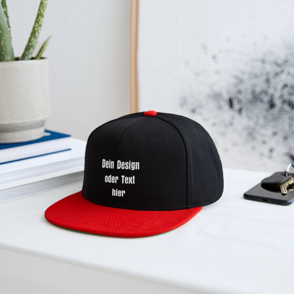 Snapback Cap - personalisierbar - Schwarz/Rot