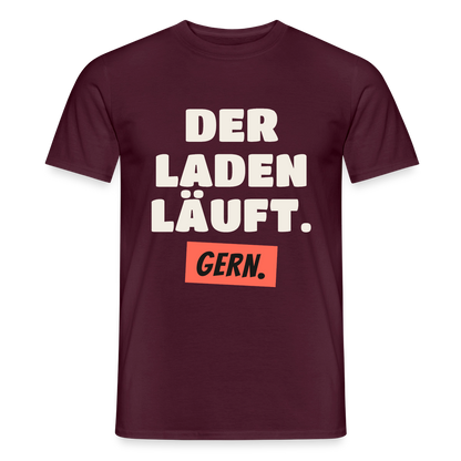 Der Laden läuft. Gern. Motiv-T-Shirt für Männer, Farbe Ziegelrot
