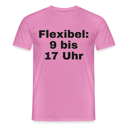 "Flexibel: 9 bis 17 Uhr" Motiv-T-Shirt für Männer, Farbe Pink