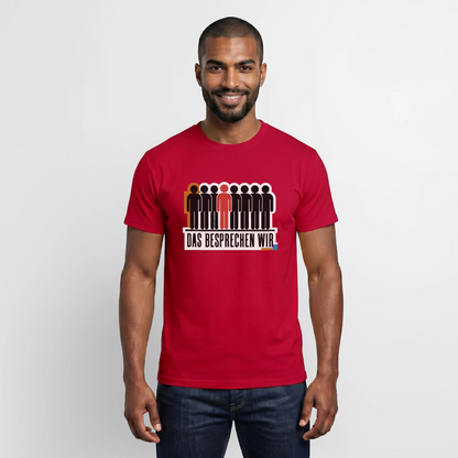 "Das besprechen wir. Isotype-Motiv" Motiv-T-Shirt für Männer, Farbe Rot