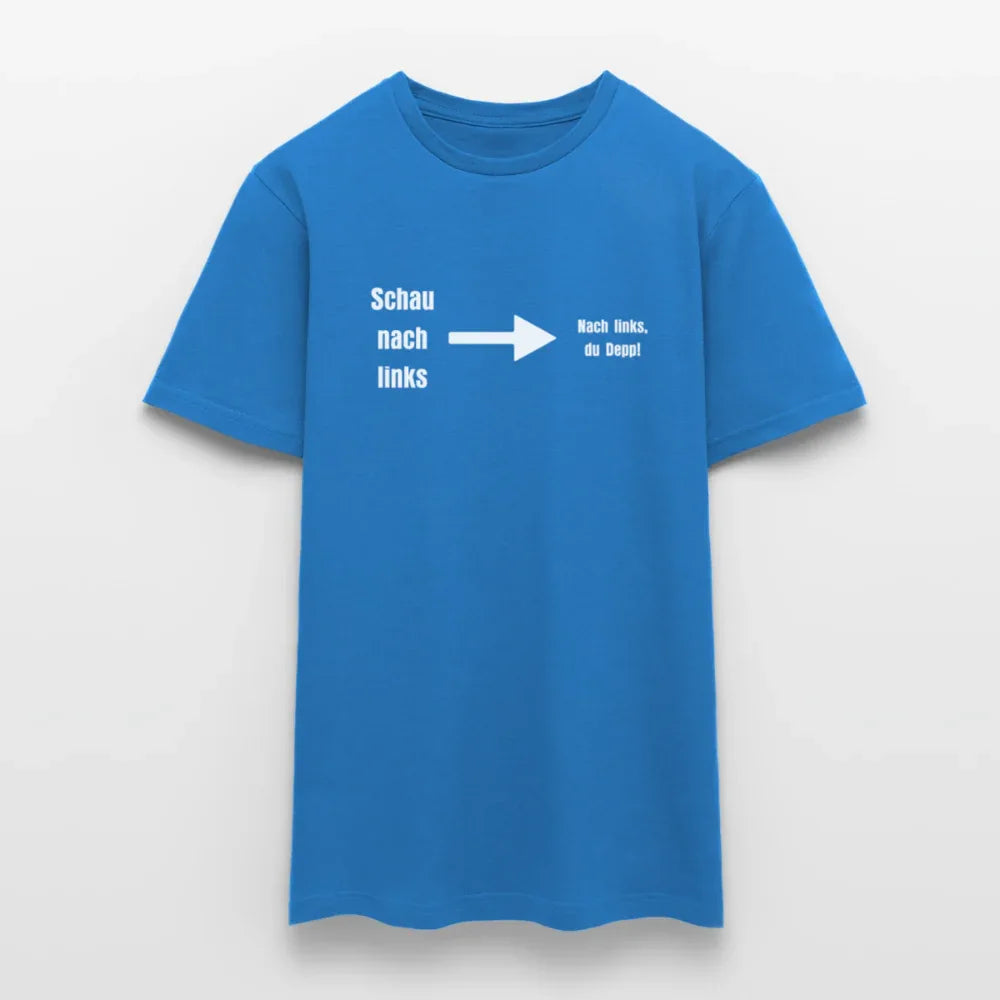"Schau nach links" Motiv-T-Shirt für Männer - Royalblau