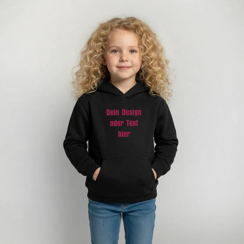 Kinder Hoodie - personalisierbare Vorder- und Rückseite - Schwarz
