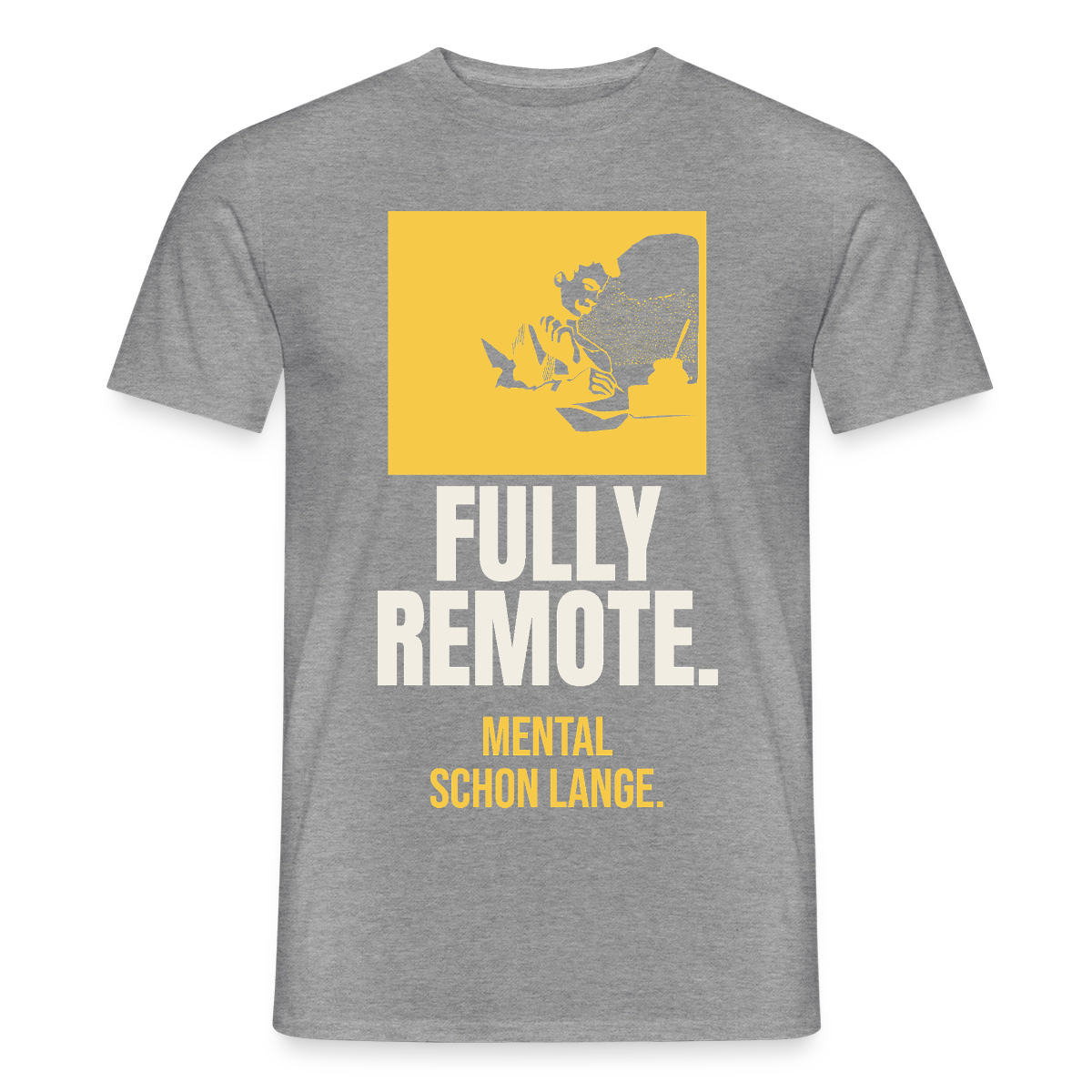 Fully remote Motiv-T-Shirt für Männer, Farbe Graphit meliert