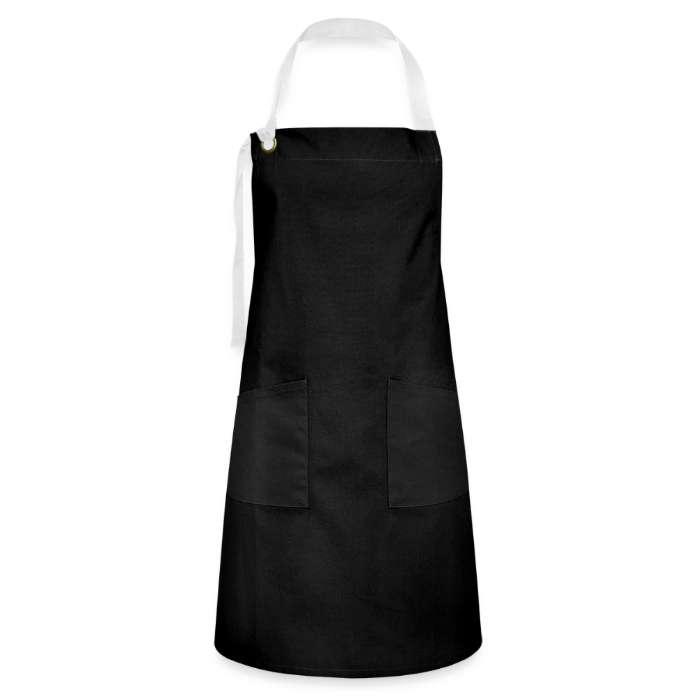 Kontrastschürze aus 100% Baumwolle, Metall - personalisierbar - Schwarz/Weiß
