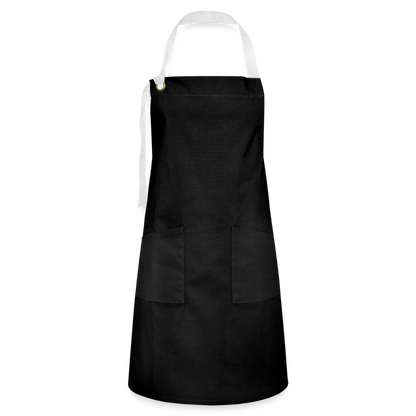 Kontrastschürze aus 100% Baumwolle, Metall - personalisierbar - Schwarz/Weiß