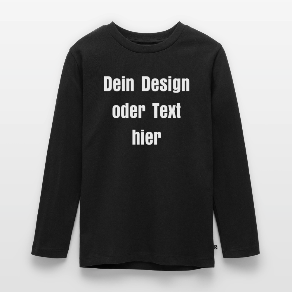 Teenager Premium Langarmshirt - personalisierbare Vorder- und Rückseite - Schwarz