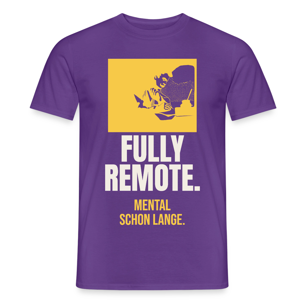 Fully remote Motiv-T-Shirt für Männer, Farbe Lila