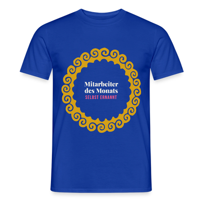"Mitarbeiter des Monats, selbst ernannt. Gold-Motiv" Motiv-T-Shirt für Männer, Farbe Dunkelblau