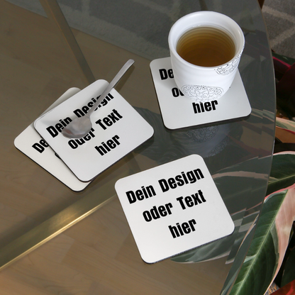 Untersetzer (4er-Set) - personalisierbar - Weiß