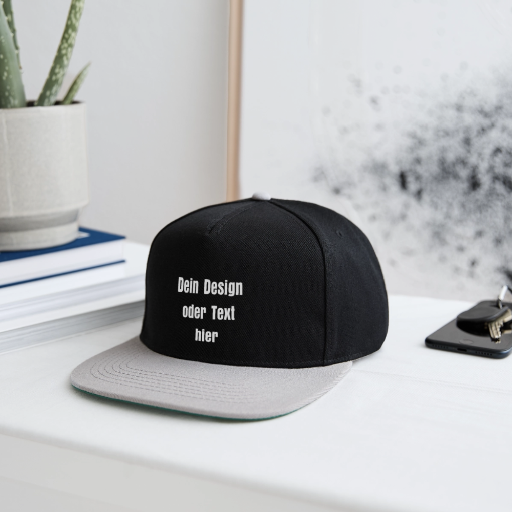 Snapback Cap - personalisierbar - Schwarz/Grau