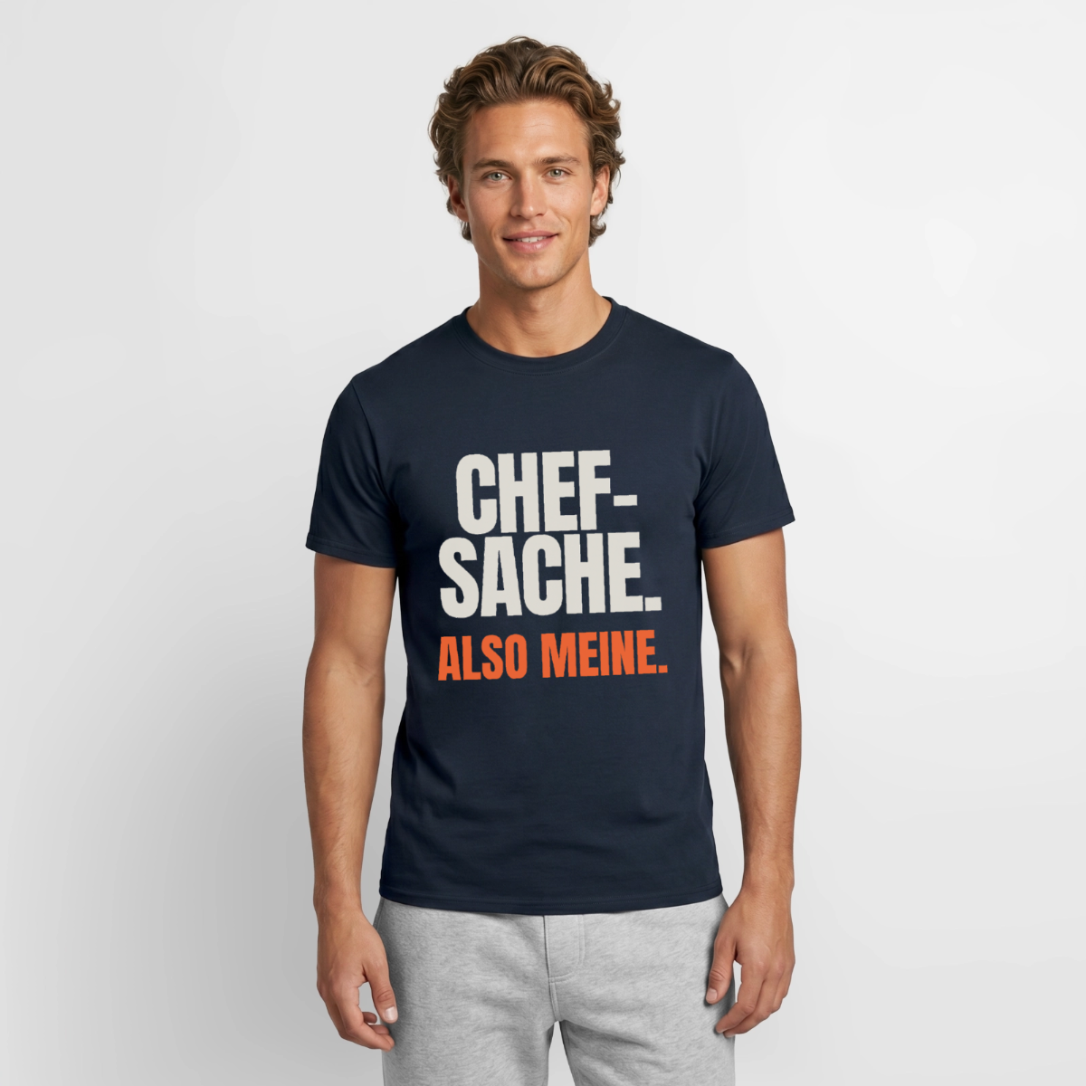 "Chefsache. Also meine." Motiv-T-Shirt für Männer, Farbe Navy