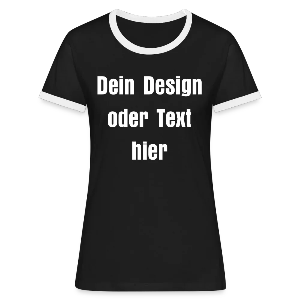 Frauen Kontrast-T-Shirt - personalisierbare Vorder- und Rückseite - Schwarz/Weiß