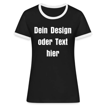 Frauen Kontrast-T-Shirt - personalisierbare Vorder- und Rückseite - Schwarz/Weiß