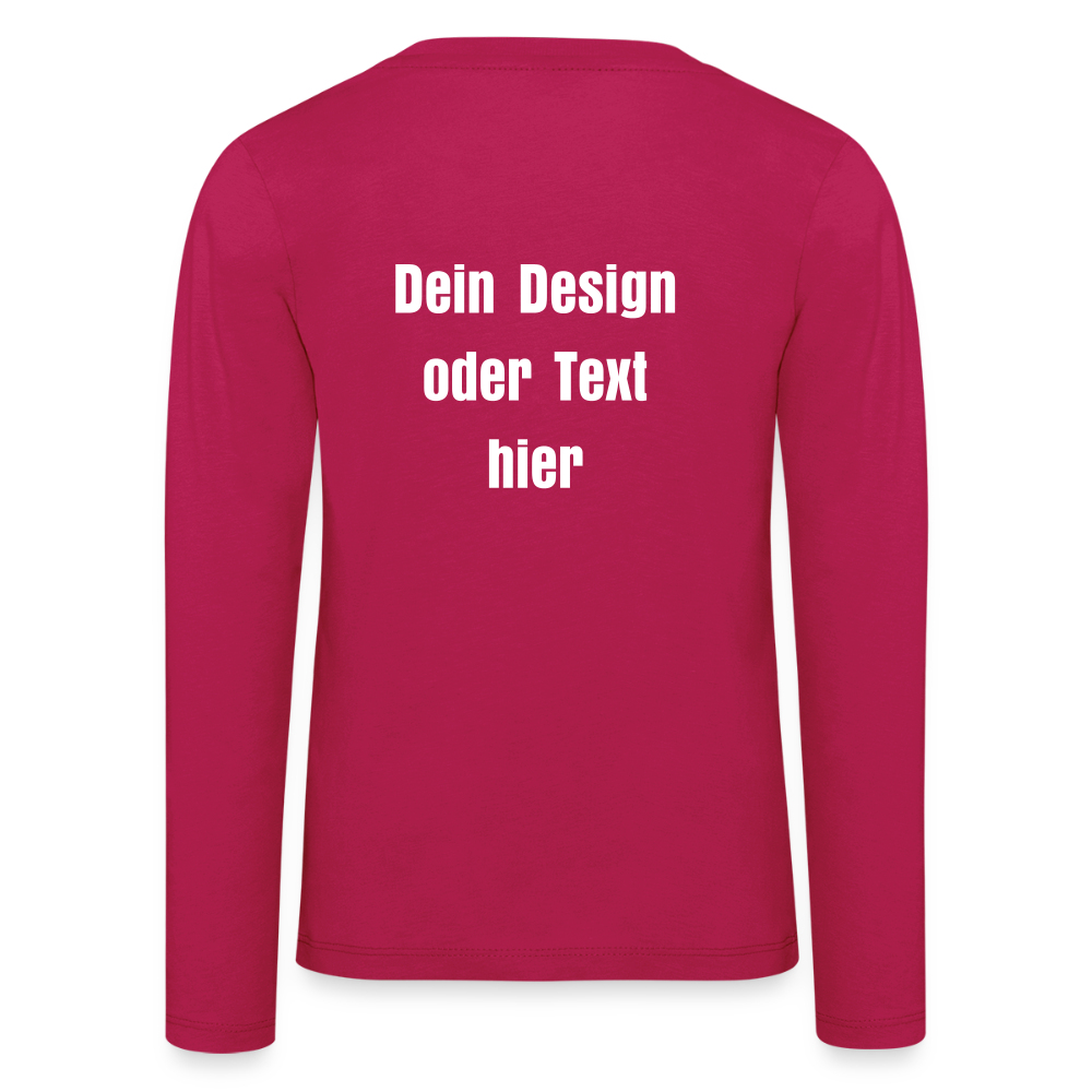 Kinder Premium Langarmshirt - personalisierbare Vorder- und Rückseite - dunkles Pink