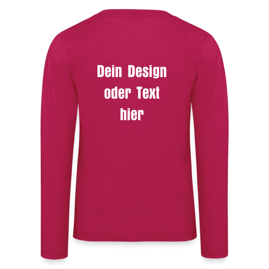 Kinder Premium Langarmshirt - personalisierbare Vorder- und Rückseite - dunkles Pink