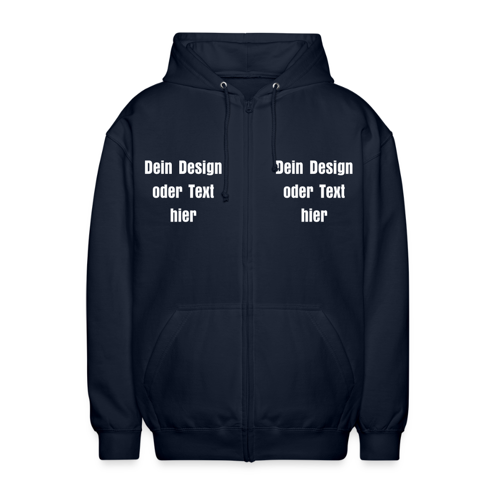 Unisex Kapuzenjacke - personalisierbare Vorder- und Rückseite - Navy