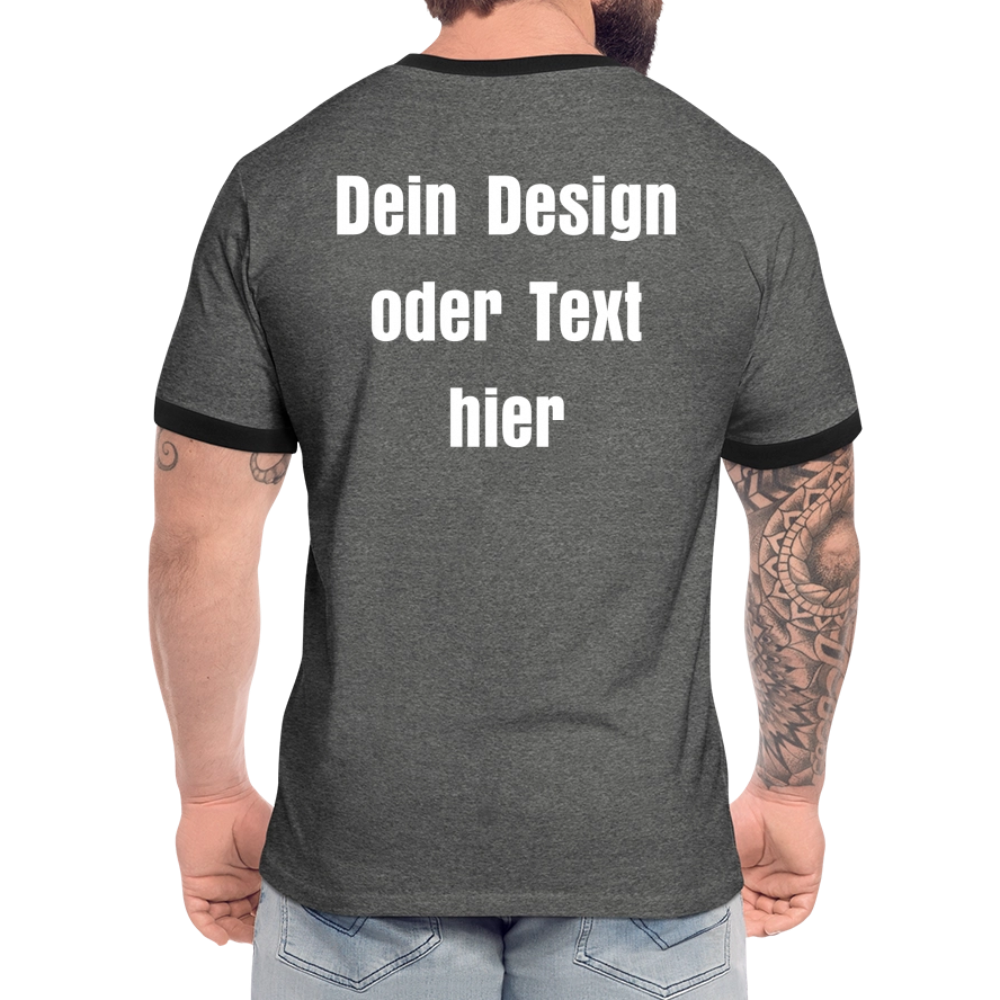 Männer Kontrast-T-Shirt - personalisierbare Vorder- und Rückseite - Anthrazit/Schwarz