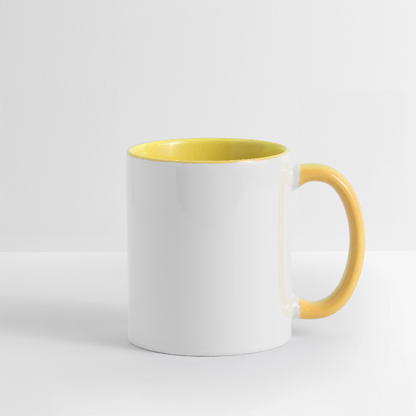 Keramiktasse zweifarbig 325ml - personalisierbar - Weiß/Gelb