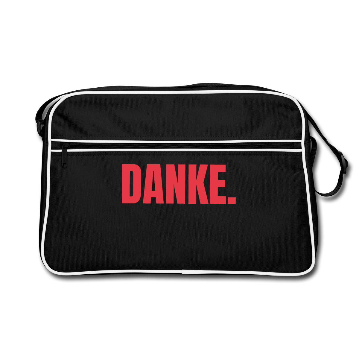 "Danke." Motiv-Retro-Tasche, Farbe Schwarz/Weiß